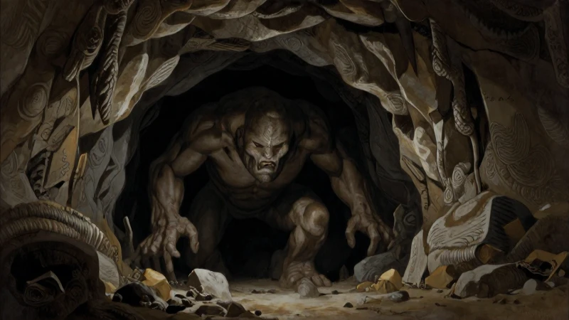 Odiseo frente a la cueva del cíclope