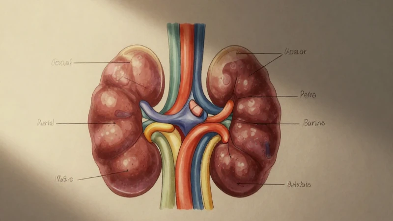 Ilustración anatómica del riñón con iluminación suave