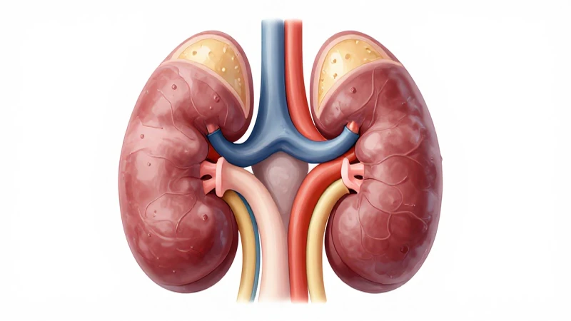 Riñón seccionado, anatomía visible, luz suave