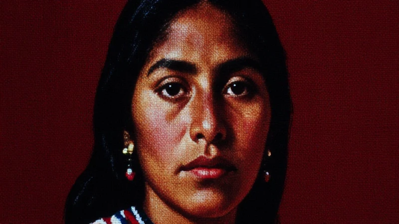 Rosario Castellanos: Línea de Tiempo y su Impacto Cultural 5 Retrato femenino sombrío con textil mexicano