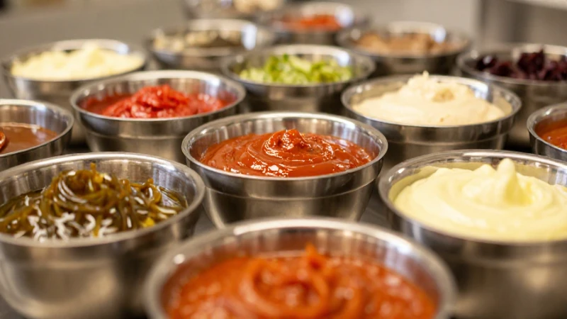 Salsas vibrantes y brillante ambiente culinario