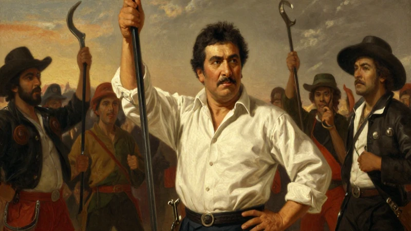 Zapata lucha, luz cálida, estilo histórico