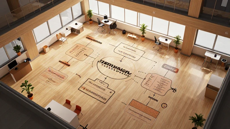 Qué simbolismo tiene un organigrama y su estructura 6 Diagrama estilizado en oficina con luz cálida