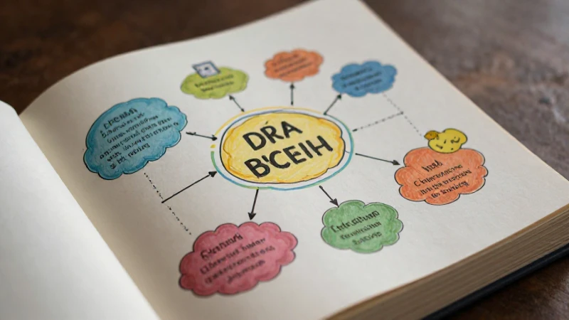Libro abierto, mapa mental vibrante y difuminado