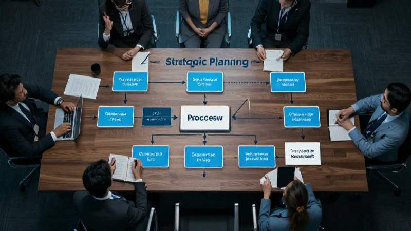 Diagrama estratégico iluminado desde arriba