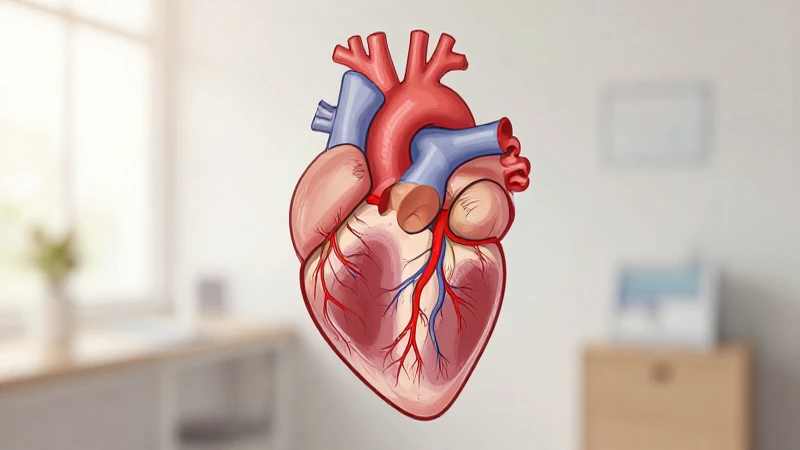 Ilustración anatómica del corazón con vasos sanguíneos