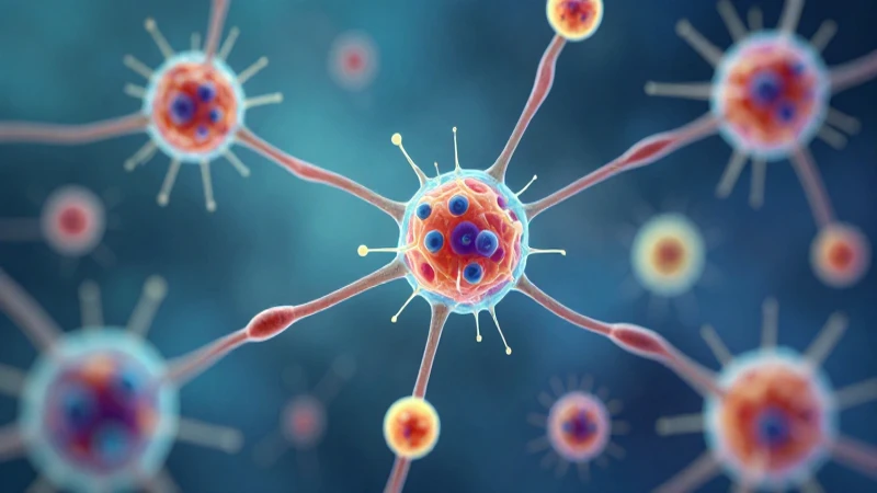 Células inmunitarias brillantes conectadas entre sí
