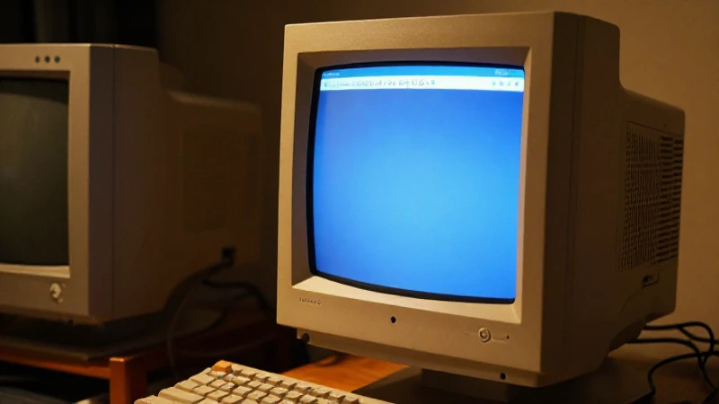 Monitor antiguo con interfaz gráfica cálida