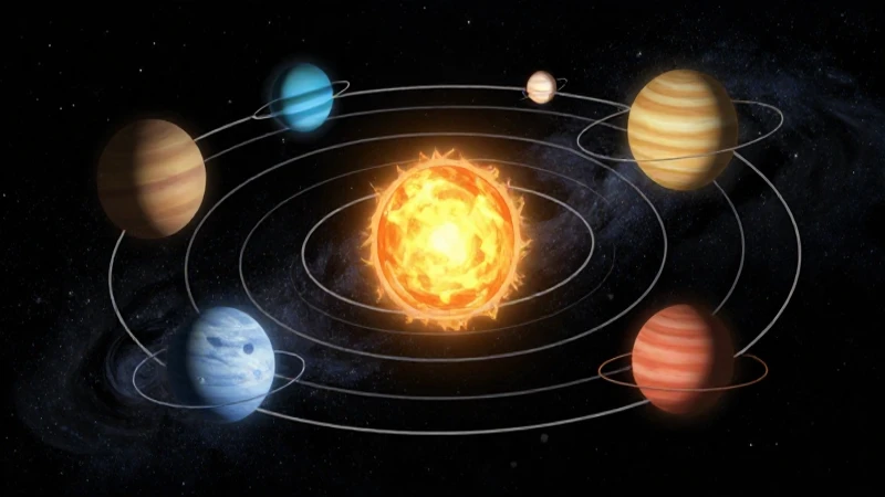 Planetas giran alrededor del sol colorido