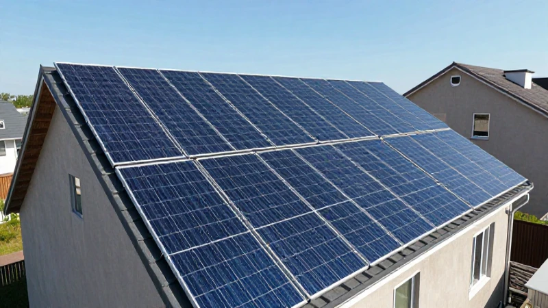 Tejado residencial con paneles solares a pleno sol