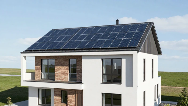 Casa moderna con paneles solares bajo el sol