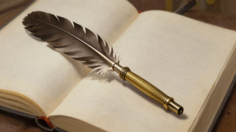 Pintura cálida con pluma antigua y luz suave