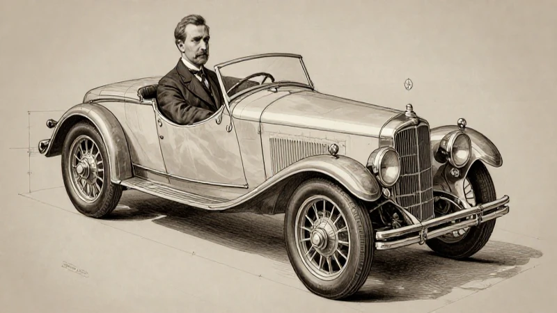 Esquema técnico vintage del coche de Porsche