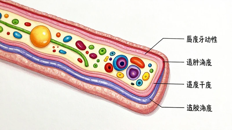 Diagrama anatómico con tejido conectivo colorido