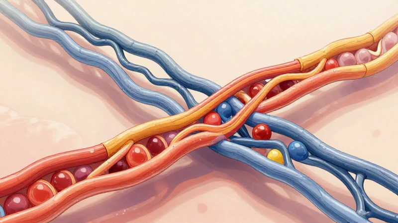 Ilustración colorida de fibras de colágeno suaves
