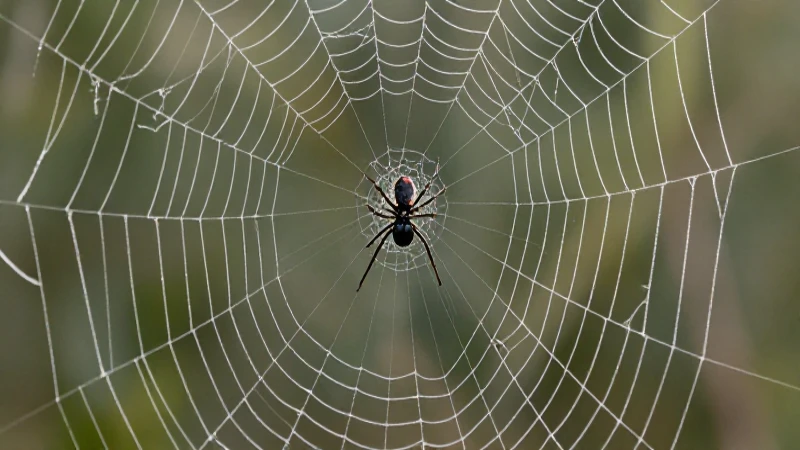 Telaraña detallada, luz suave, estilo científico