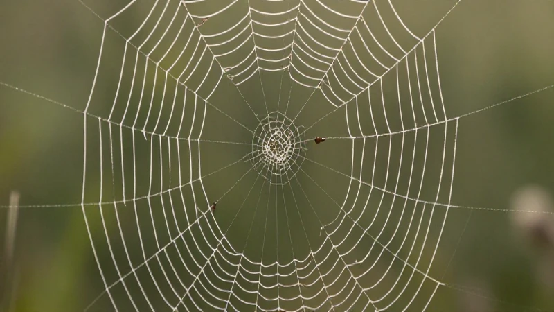 Tela de araña detallada bajo luz suave