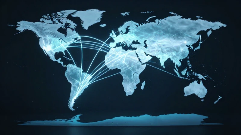 Mapa global brillante e interconectado, cinematográfico