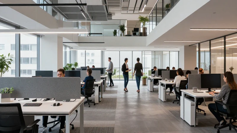 Oficina moderna con colaboración internacional
