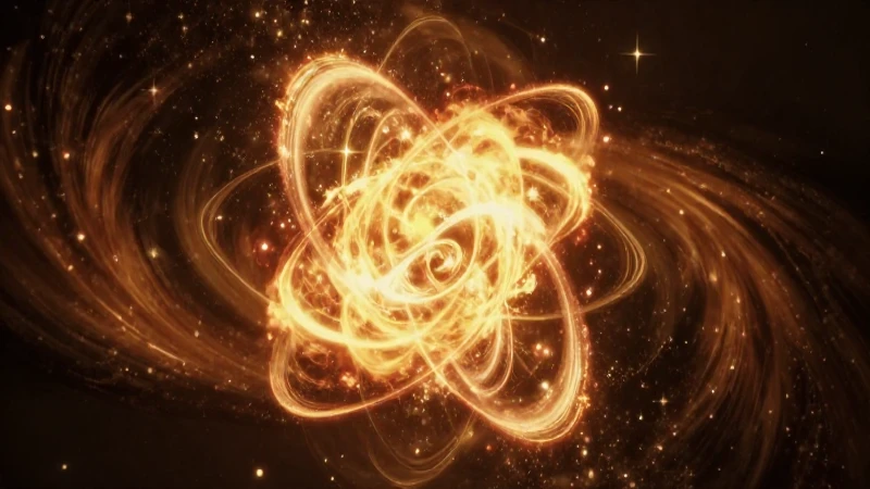 Cómo ha evolucionado la teoría atómica a lo largo del tiempo 5 Explosión atómica con luz dorada cinematográfica