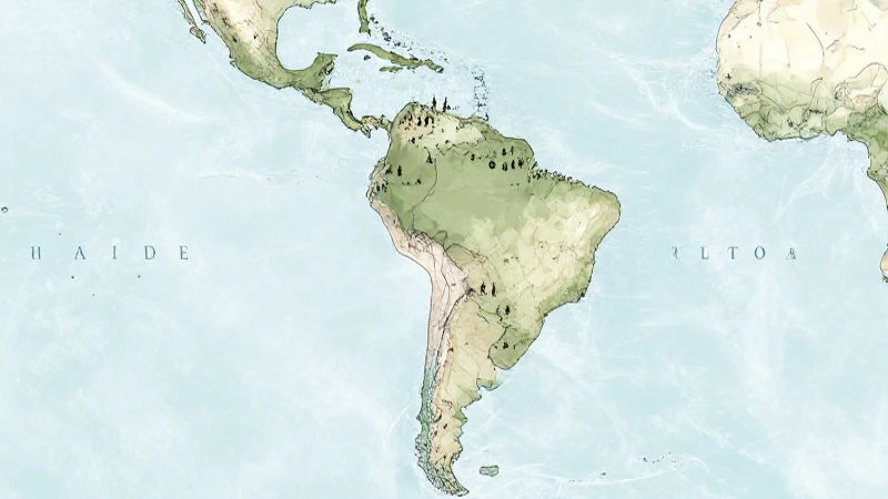 Teoría del Poblamiento Temprano: Mapa Conceptual de América 9 Mapa americano estilizado con migraciones ilustradas