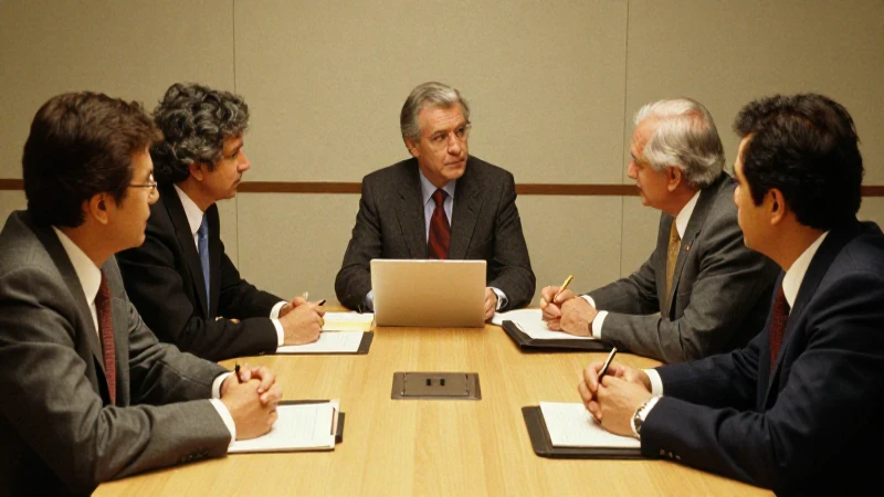 Reunión ejecutiva sobre estrategias empresariales en los años 70-90