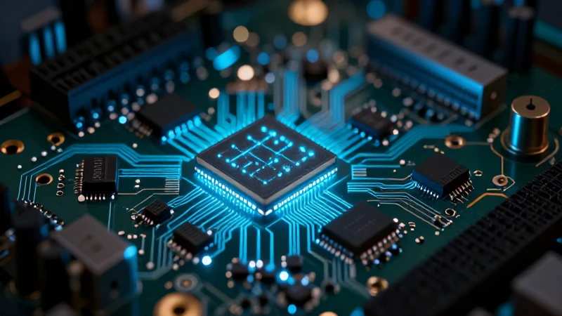 Circuito cibernético brillante con lógica tría
