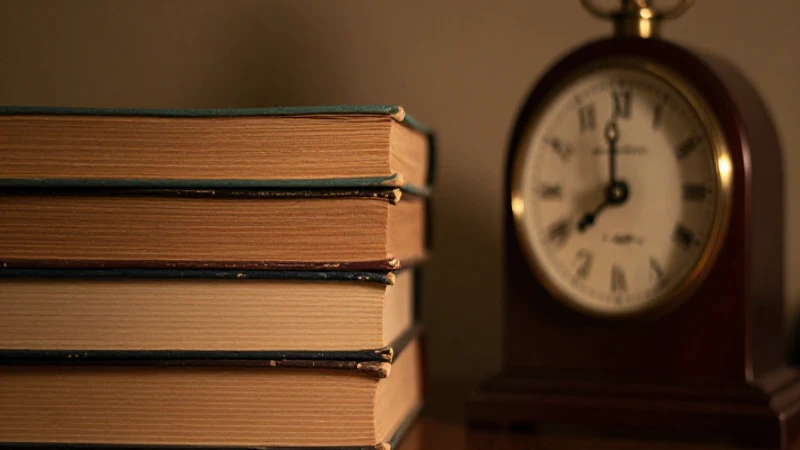 Cómo evoluciona la trama de una novela en la línea de tiempo 4 Libros antiguos resaltan con luz cálida