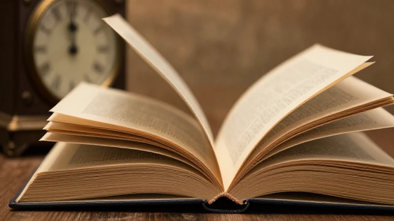 Cómo evoluciona la trama de una novela en la línea de tiempo 3 Libro antiguo y reloj bajo luz cálida