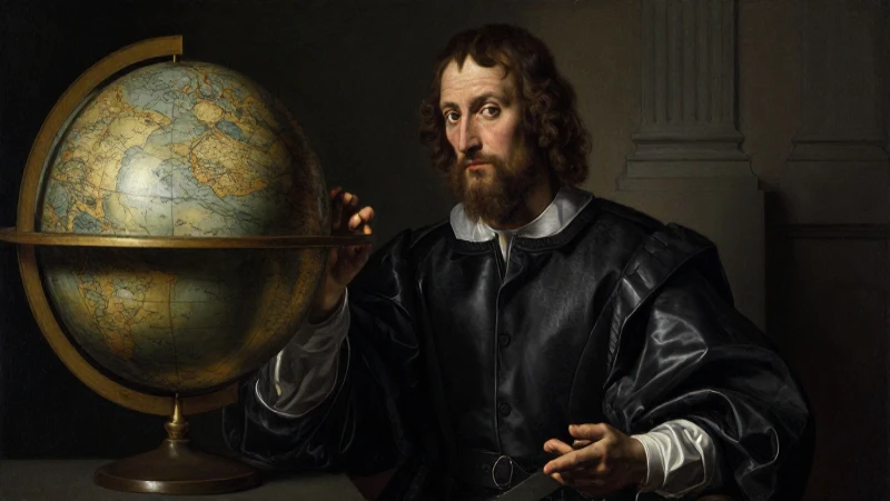 Retrato dramático de Galileo con iluminación intensa
