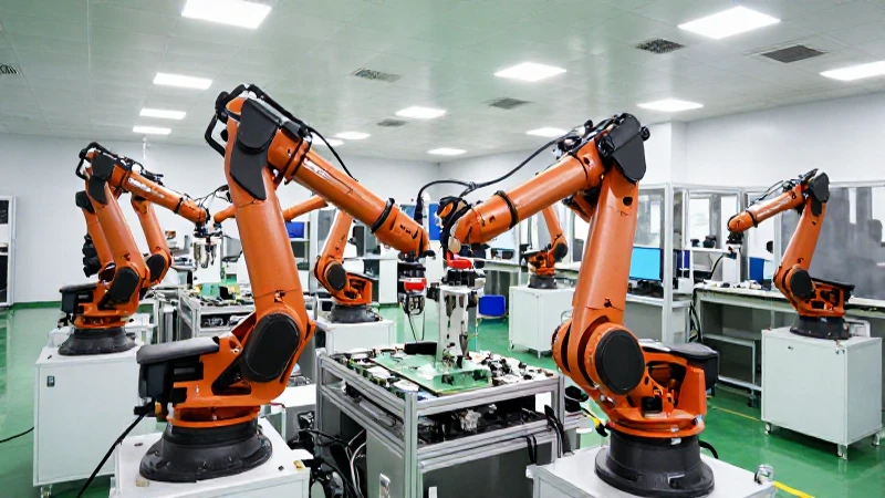 Qué tipos de industrias hay y ejemplos de ligeras 4 Brazo robótico ensambla electrónica en fábrica moderna