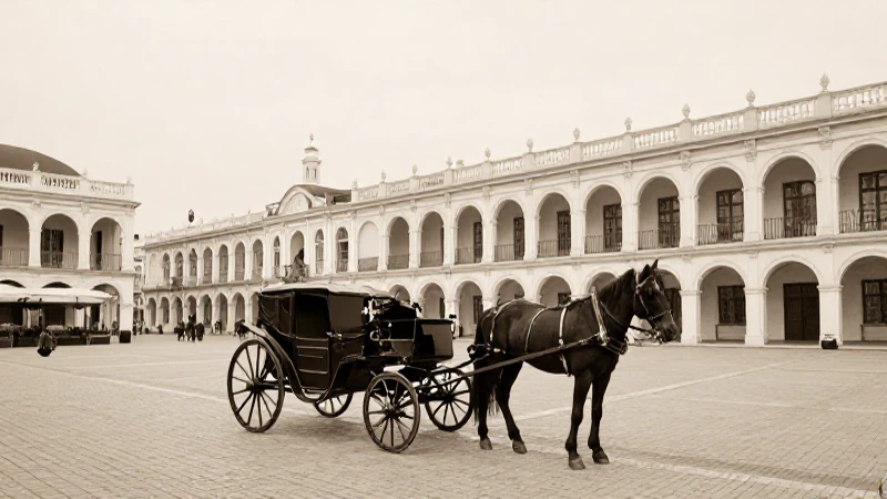 Cuál es la línea del tiempo de la historia de Tizayuca, Hidalgo 11 Plaza antigua con carruaje, sepia suave