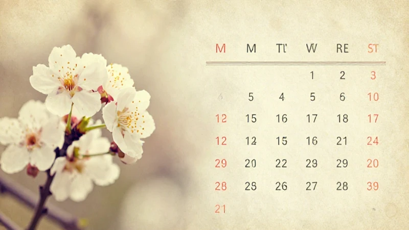 Calendario floral, antiguo y cálido
