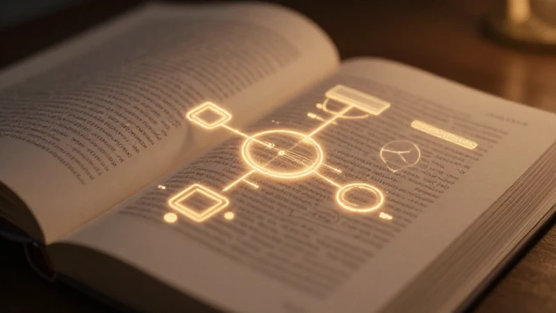 Libro abierto con diagrama iluminado cálidamente
