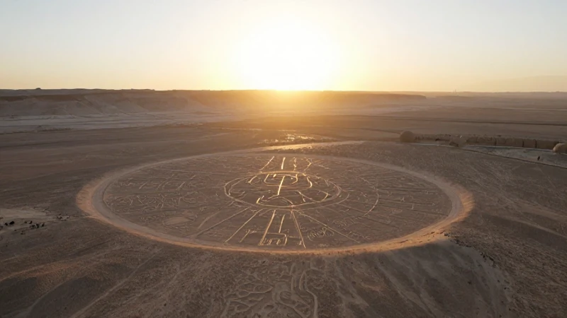 Geoglifos de Nazca destacan al amanecer aéreo