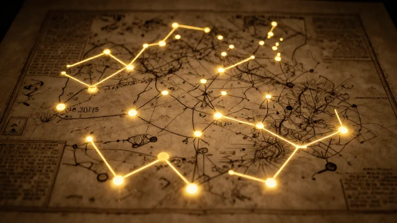 Mapa griego antiguo con estrellas brillantes
