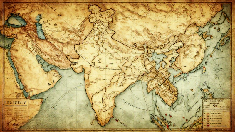 Mapa antiguo estilizado de la India cálida