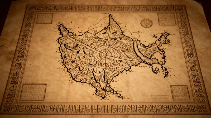 Antiguo mapa indio con caligrafía cálida