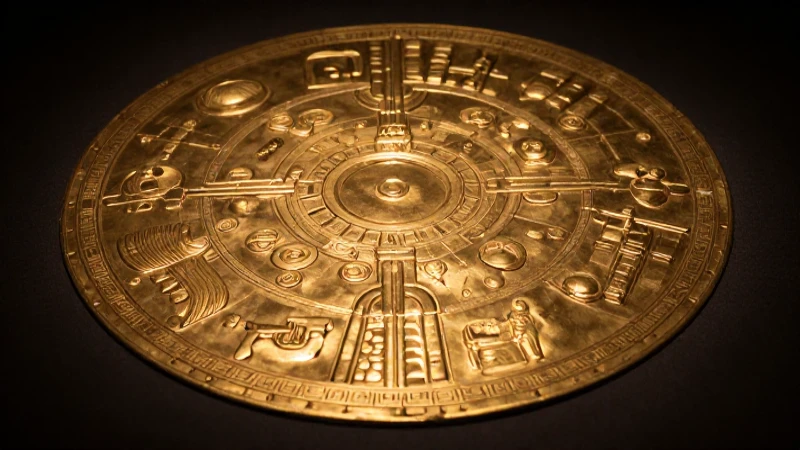 Arte Chibcha: mapa dorado con sombras marcadas