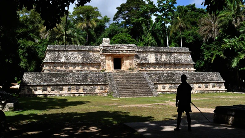 Ruinas mayas, conquistador oscuro en la jungla
