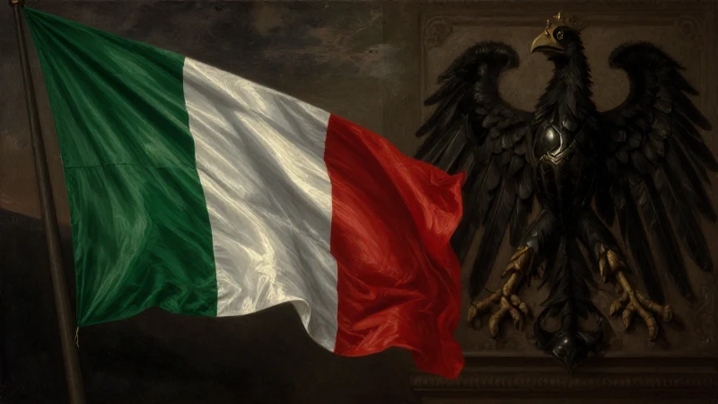 Pintura histórica italiana con luz dramática