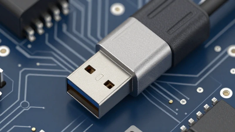 Conector USB 3.0 en circuito detallado