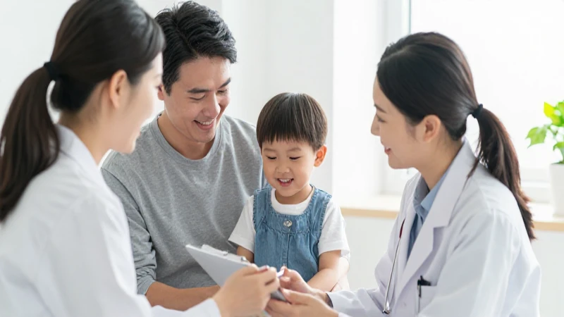 Esquema de Vacunación: Protege tu salud y la de tu familia 3 Familia sonriente con pediatra, luz cálida