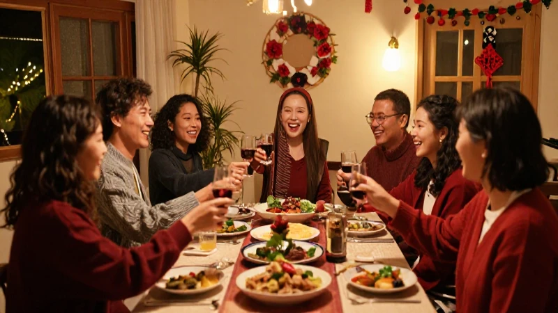 Celebración cálida entre diversas personas