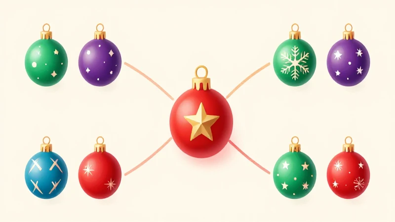 Mapa mental navideño, brillante e isométrico