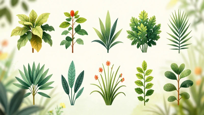 Ilustraciones botánicas claras con suave luz