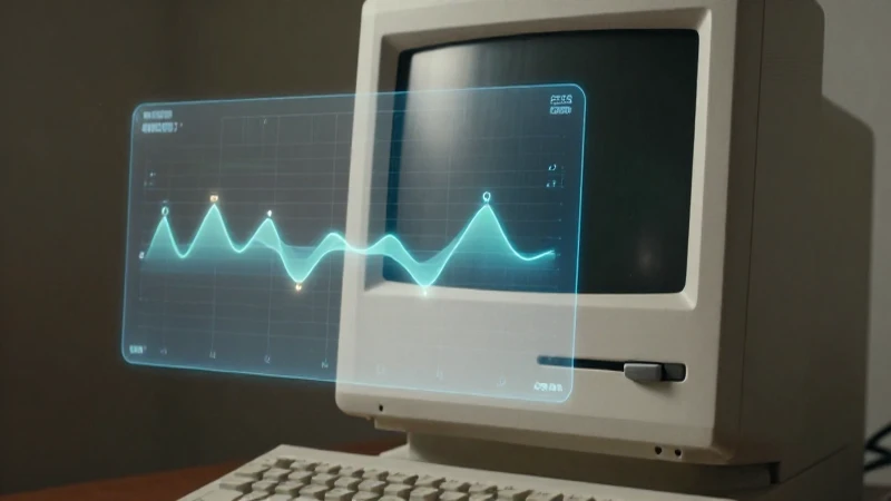 Macintosh antiguo con holograma suave y cinematográfico