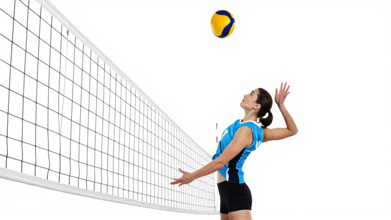 Jugador voleibol remata la pelota