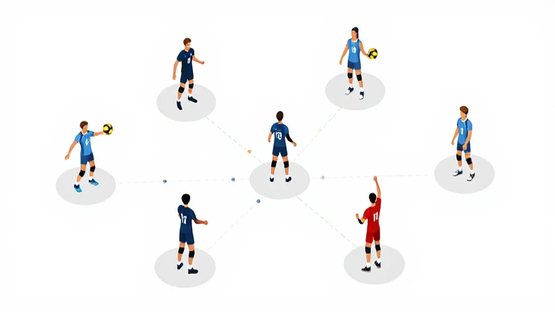 Jugadores de voleibol en diagrama isométrico