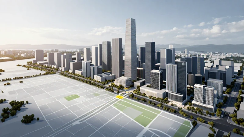 Vista aérea moderna de la ciudad planificada